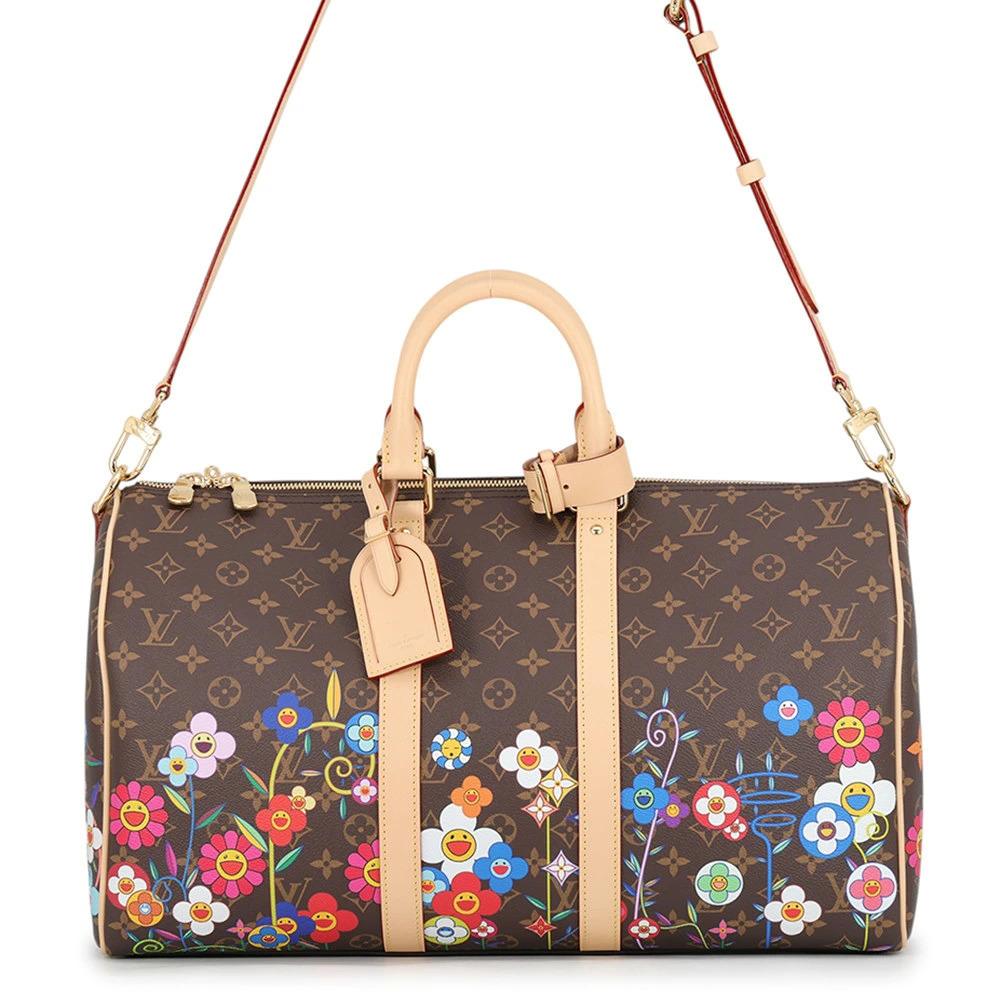 Louis Vuitton Monogram LV TM Keepall Bandouliere Bag Canvas Travel Bag Brown